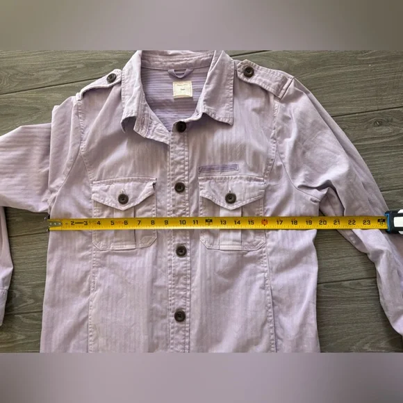GAP|Pastel Lavender Lilac Button-Front Utility Jacket,Cotton/Canvas size LARGE• - Picture 14 of 14